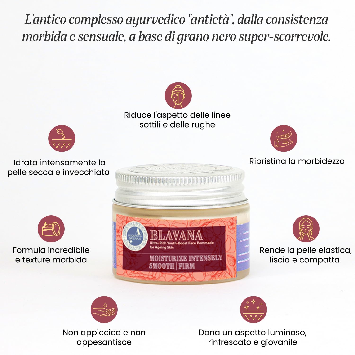 Blavana Daily Moisturizer for Face - An Ayurvedic Ultra-Rich Youth-Boost Face Pommade for Aging Skin - with Black Gram, Manjistha, Apricot, Aloe Vera - Dermatologically Tested 1.76 oz - Image 2