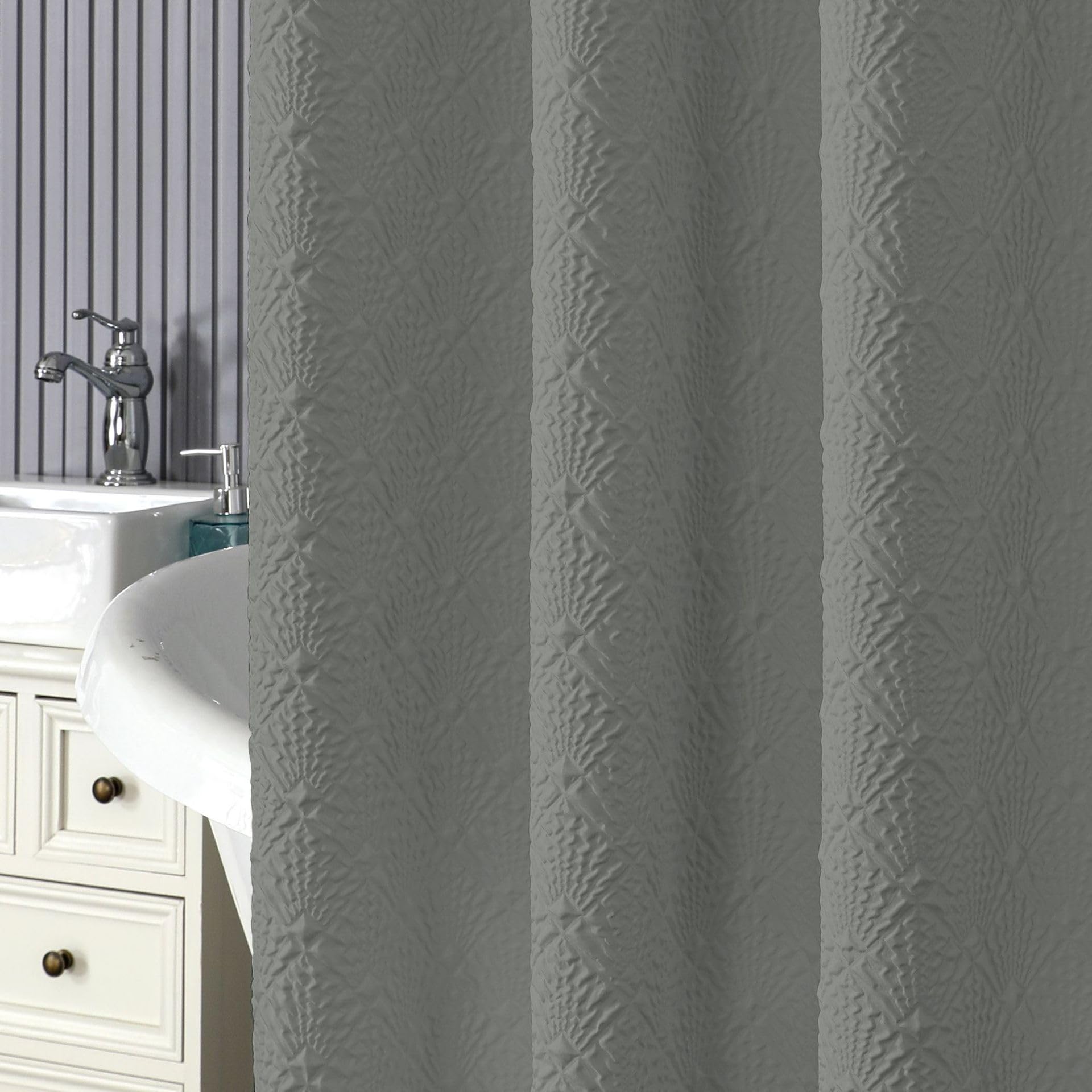 KIZAMI Rideau de Douche en Polyester Moussant Composite 180 × 200 cm, Rideau de Douche imperméable, Rideau de Douche sans Perforation, utilisé pour la décoration de Salle de Bain de Salle de Bain