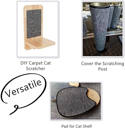 Miniatura 3 de SHENGOCASE Estantes para gatos cubiertos de alfombra de madera maciza montados en la pared, muebles de pared para gatos, estantes flotantes, poste