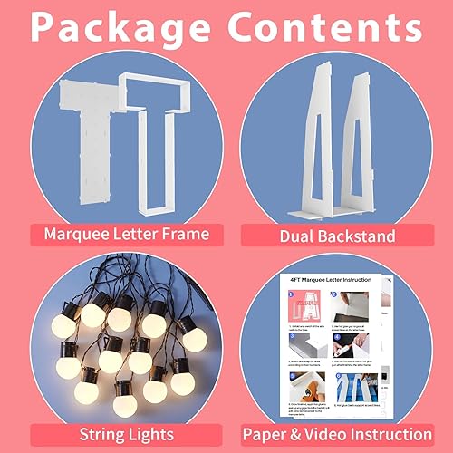 Vista 123 de Marco de números iluminados de 4 pies precortado, números de marquesina gigante, números 7, números de mosaico para globos, decoraciones de Número