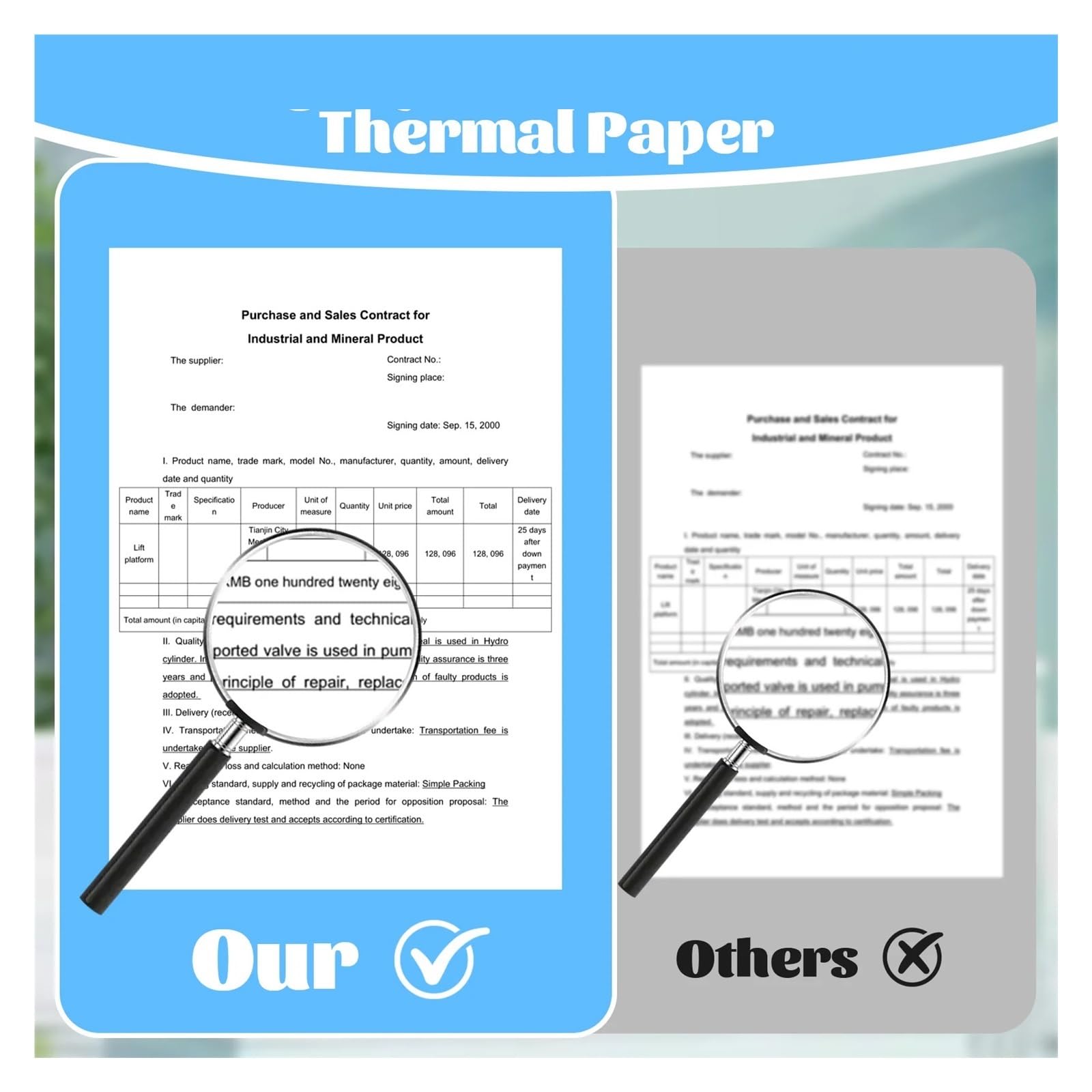 Thermopapierrolle 210 * 30mm M832 M833 M834 M835 | M836, weisses Thermopapier, wischfest, fur tragbares Drucken ohne Papierstau(10 Rolls)
