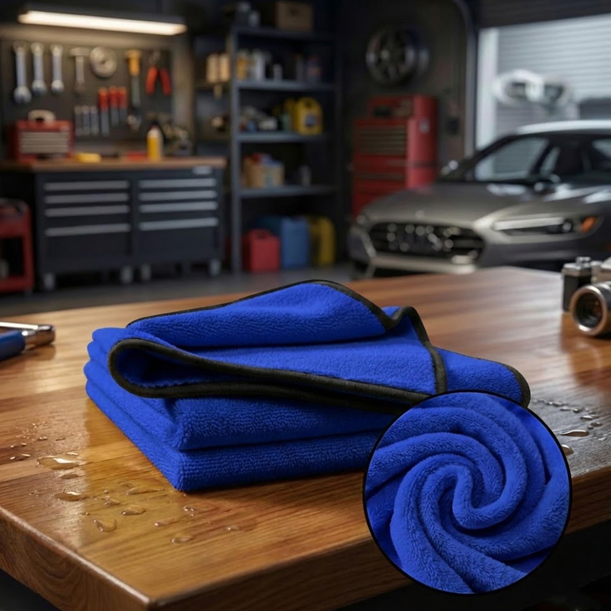 Microfiber Cloth 10 Pcs (40x60CMS) 500 GSM Blue Thick Lint & Streak-Free Multipurpose Ultra Soft Towel, Automotive Microfibre Towels for Car Bike Home Office Cleaning Polishing Washing & Detailing-image-28