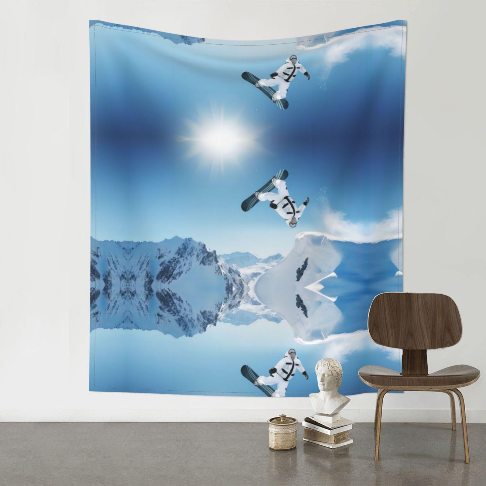 WHJSSF Snowboarding Prints 60x51in Wall Tapestry Bohemian Throw Blanket Dorm Decor Beach Picnic Cover