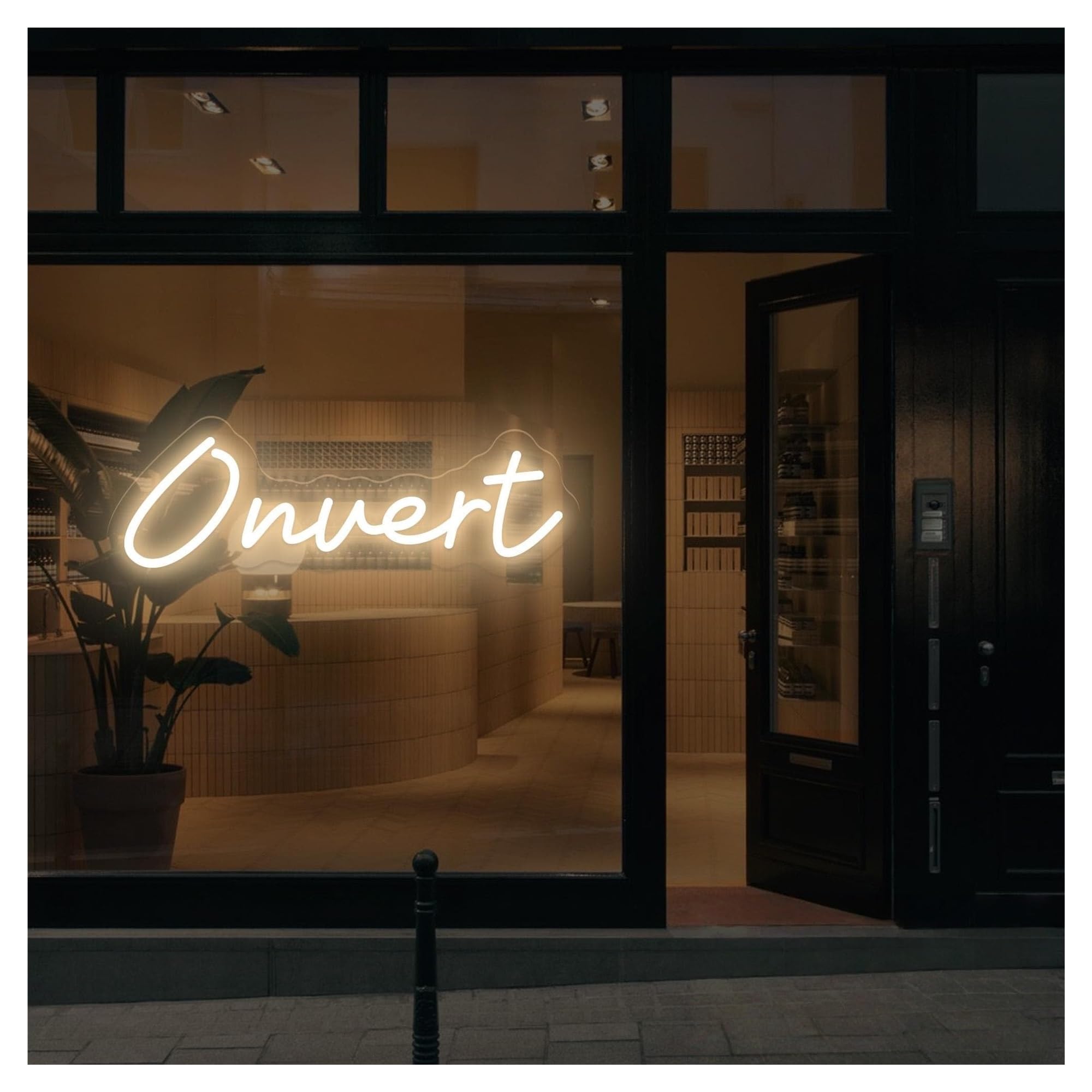 SHOUXI Sign Lamp Ouvert French Neon Sign, Suitable for Restaurant Shop Decor with Brightness Adjustable 15cmx43cm