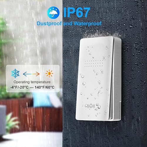 Miniatura 4 de Timbre inalámbrico  Timbre de puerta autoalimentado, no requiere batería para el hogar, botón enchufable, timbre de puerta inalámbrico impermeable,