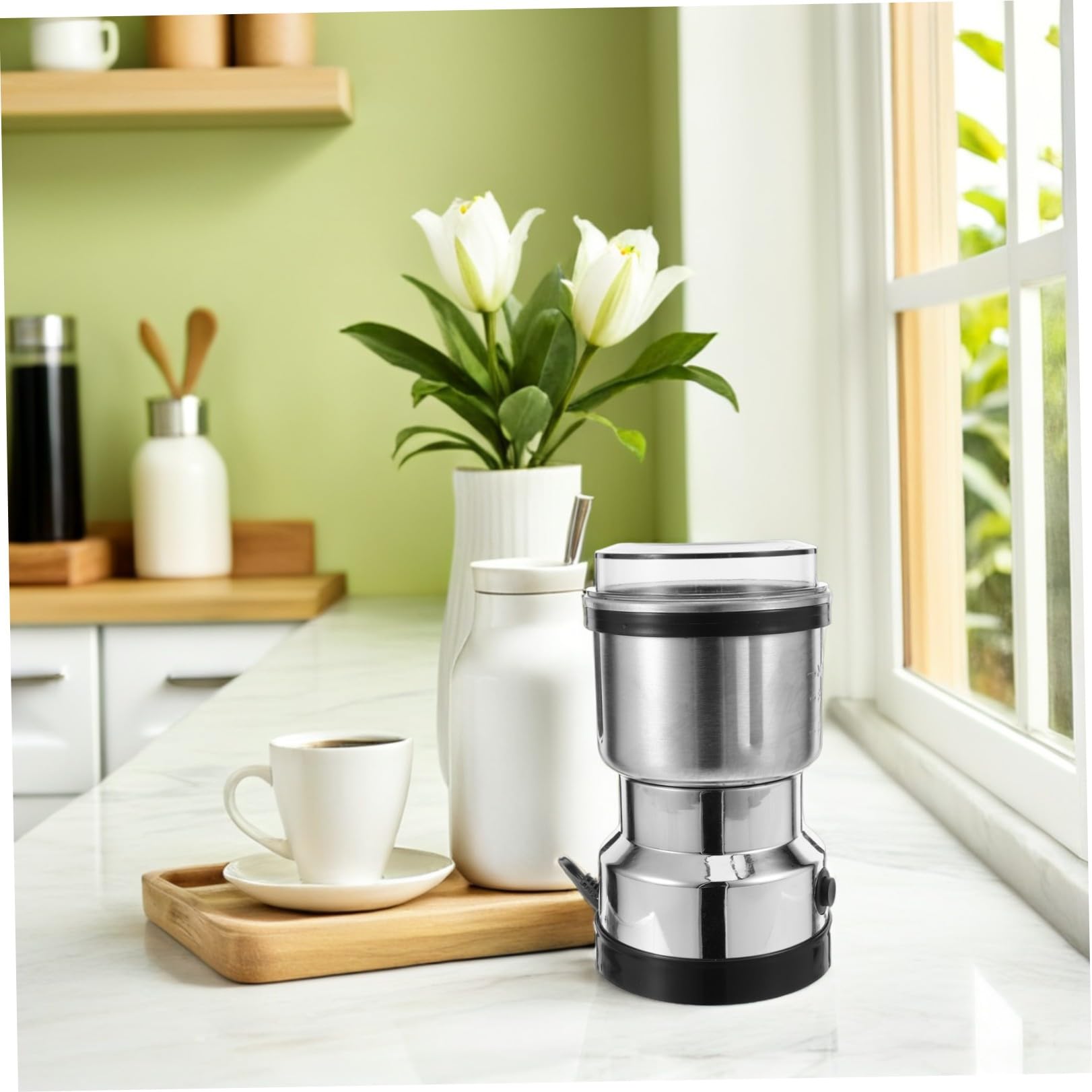 CLISPEED Molinillo de Café Capacidad de 500 Ml de Acero Inoxidable o Eléctrico y 6 Cuchillas para Molienda Precisa y Silenciosa para en Adecuado para Uso en Cocina o Viaje Uso Cocina Viaje