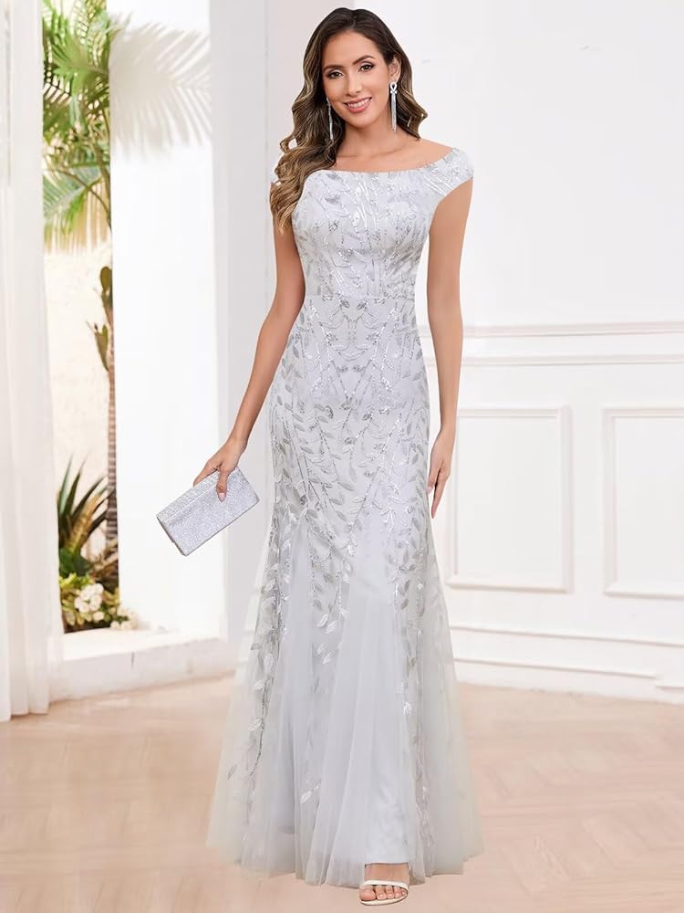 silver lace bridesmaid dresses Long Silver Lace Bridesmaid Dress