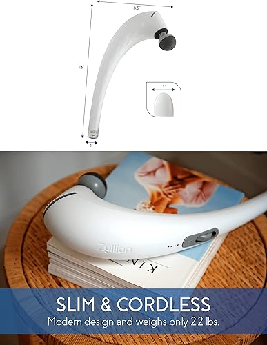 Miniatura 8 de Zyllion Masajeador de mano para espalda y cuello  Masaje eléctrico recargable inalámbrico de tejido profundo con calor para atletas, recuperación y