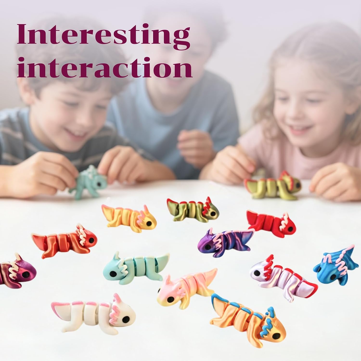 12pcs 3D Printed Axolotl，3D Printed Animals and 3D Printed Fidget Toys,Desk Pets Animal Figurines Toys Bulk，Tiny 3D Printer Critters for Birthday Fillers,Teen Reward Gifts (12pcs anmals) image 5