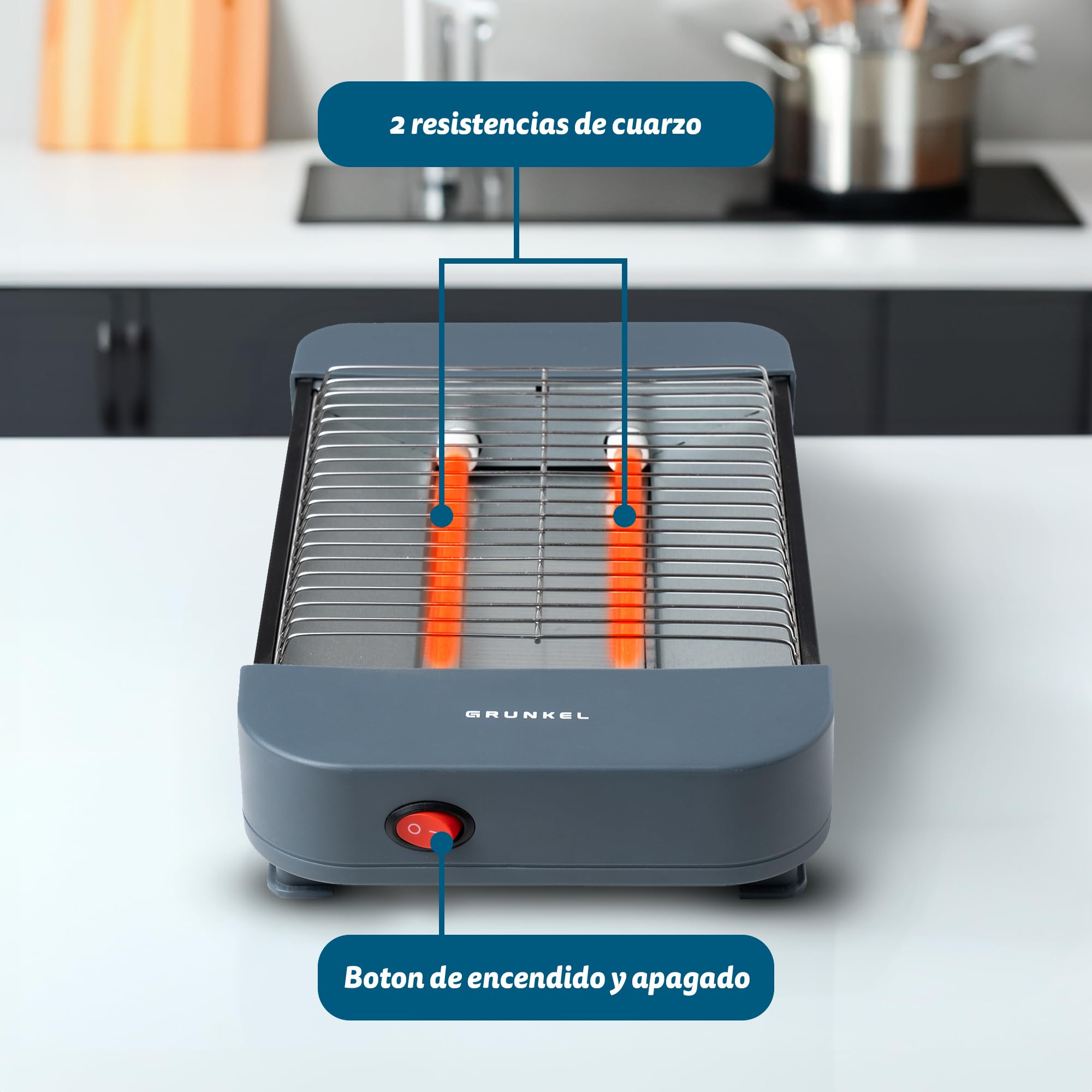 Tostadora de Pan Plana para 2 Rebanadas de 350W - Compacto con on/off sin Temporizador - Señal Acústica de Finalización - Bandeja Recogemigas Extraíble - Compacto