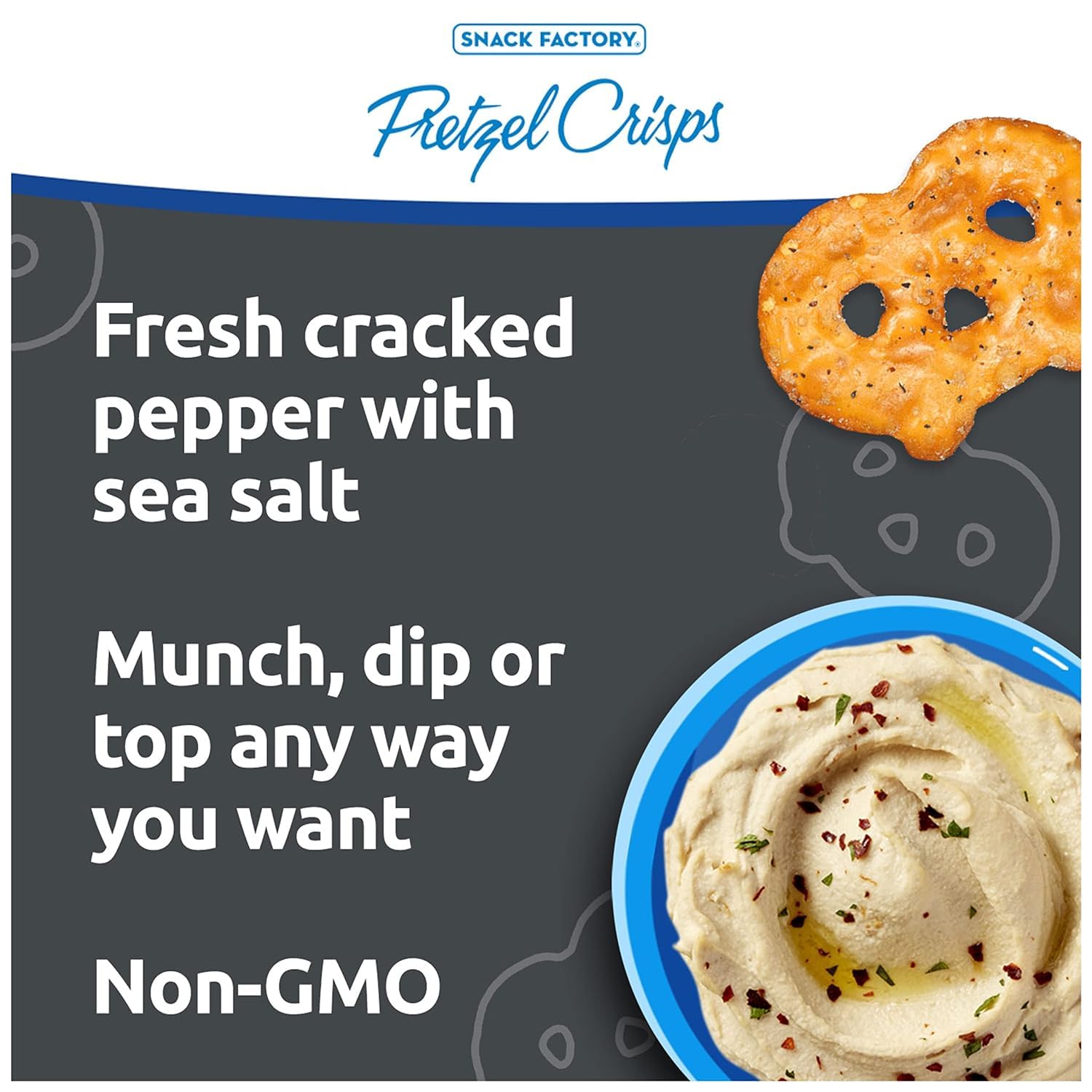 Snack Factory Pretzel Crisps Sea Salt & Cracked Pepper, 7.2 Ounce (Pack of 12)