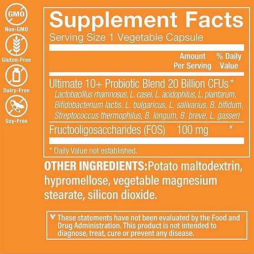 Miniatura 2 de The Vitamin Shoppe Ultimate 10+ Probióticos, 20 mil millones de UFC para la salud digestiva, apoyo inmunológico y salud respiratoria (60 cápsulas