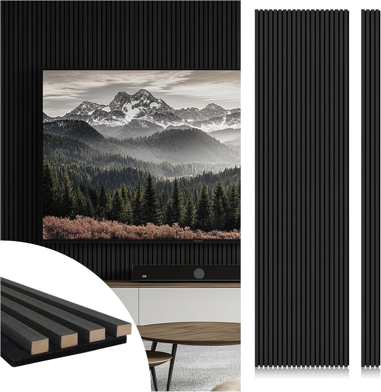 Acoustic wood veneer wall panels (pack of 6) 94.5" x 5"