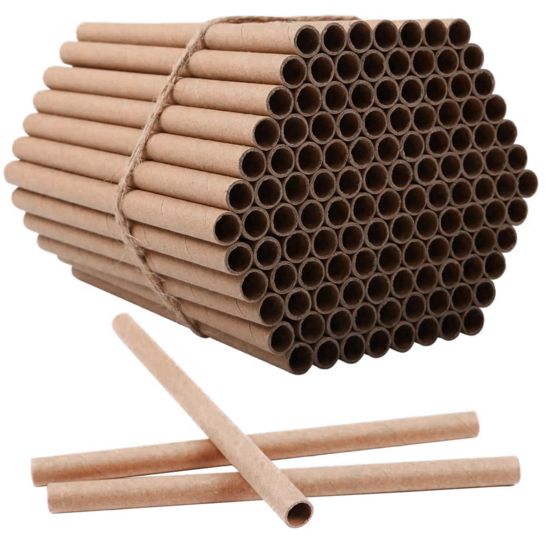 100Pcs Bee Nesting Tubes, 6" Length 0.3" Inner Dia. Reliable Cardboard Tubes, Eco-Friendly Paper Insect Hotel for Bee Hotels and Nesting Boxes