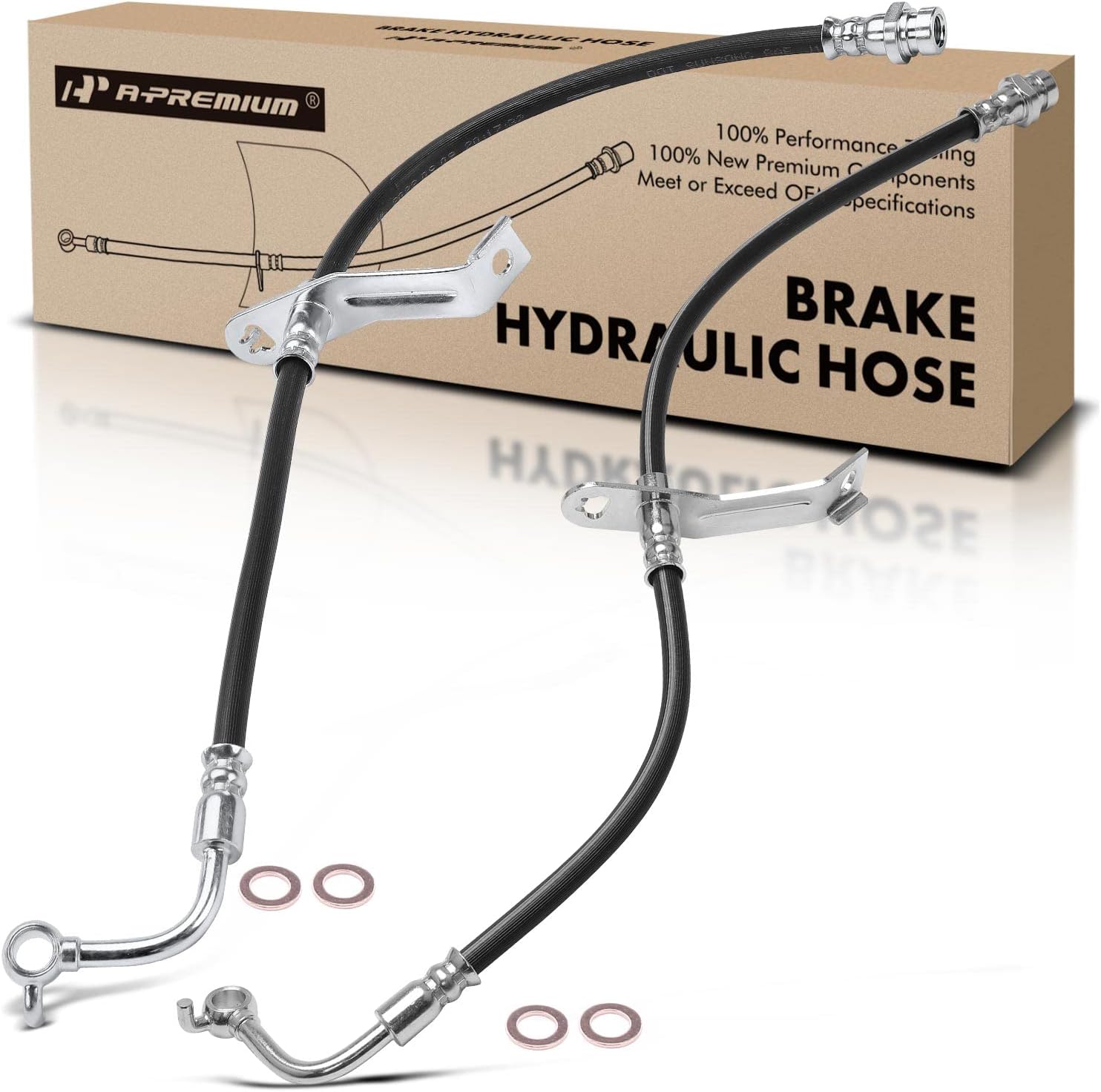 A-Premium Front Driver and Passenger Brake Hydraulic Hose Compatible with Kia Models - Optima 2011 2012 2013 2014 2015 2016 - Replace# 587312T600(Pack of 2)