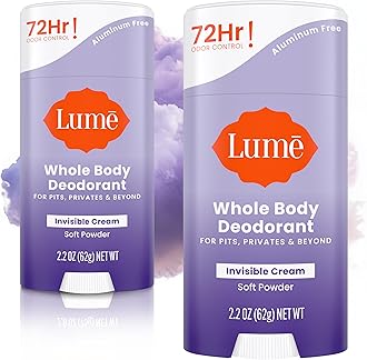 Whole Body Deodorant - Invisible Cream Stick - 72 Hour Odor Control - Aluminum Free, Baking Soda Free, Skin Safe - 2.2 Ounce (Pack of 2) (Soft Powder)