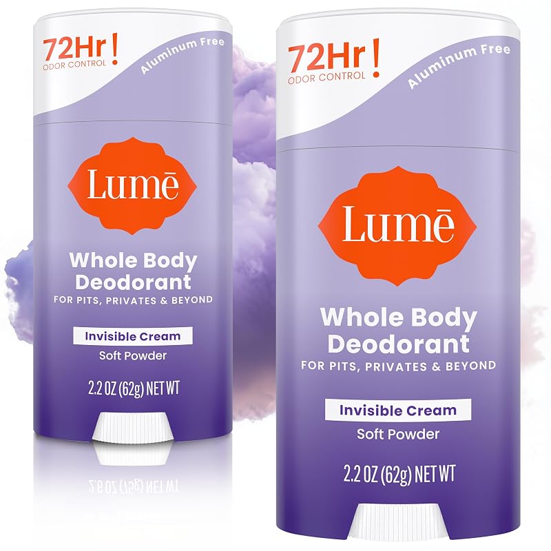 Desodorante corporal Lume em bastão cremoso, fragrância Soft Powder, pacote com 2