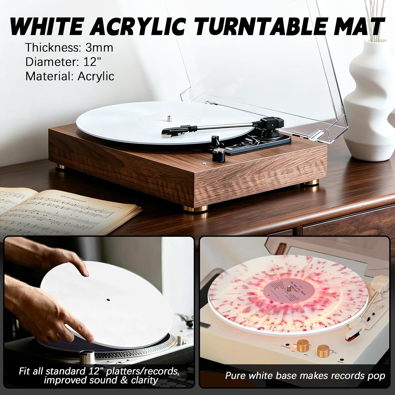8-in-1 Vinyl Record Cleaning Kit, Vinyl Cleaning Kit with Acrylic Turntable Mat, Velvet Brush, Anti-Static Record Brush, Nano Fiber Brush, Stylus Brush, Cleaning Cloth, Record Cleaner Kit for Vinyl