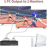 Vista 2 de BolAAzuL Divisor de vídeo componente de 2 vías 1 entrada 2 salidas, 1x2 YPbPr RCA Divisor AV Selector Convertidor, distribución de vídeo audio HDTV
