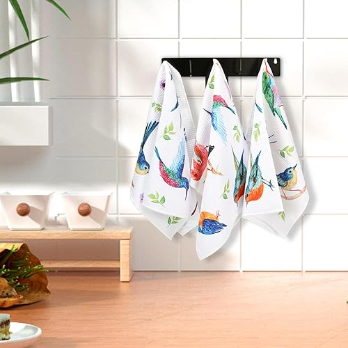 Miniatura 2 de Toallas de cocina con lazo para colgar, juego de 4 toallas de mano absorbentes para los amantes de las aves