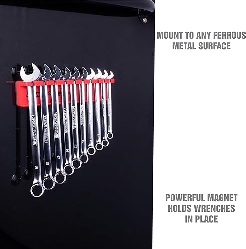 Miniatura 3 de OEMTOOLS 22514 Soporte magnético para llaves y organizador de herramientas, imán con capacidad para hasta 10 llaves en la mayoría de superficies
