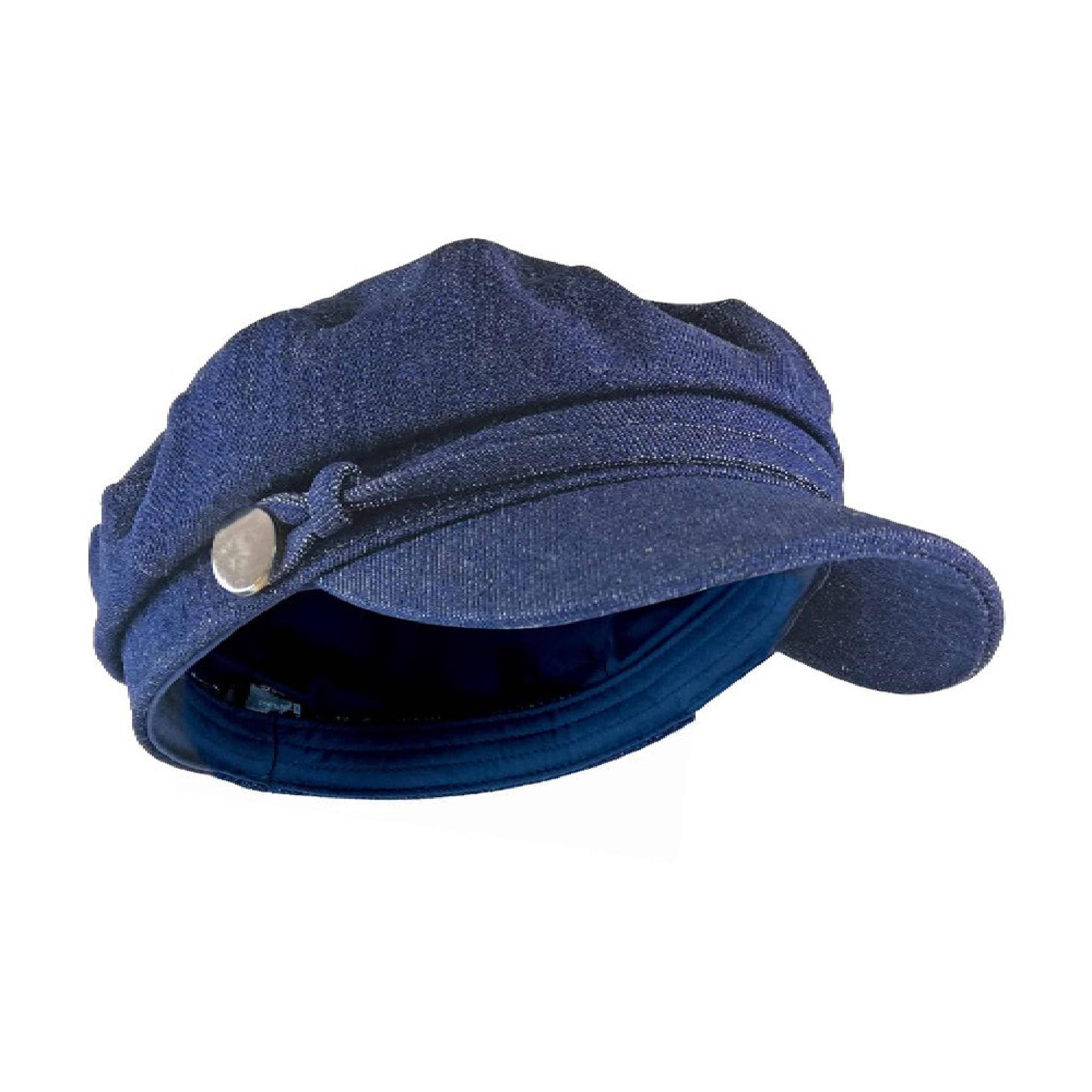 Sock Snob Womens Ladies Cotton Peaked Denim or Corduroy Baker Boy Hat Fiddler Cap - Blue - One Size