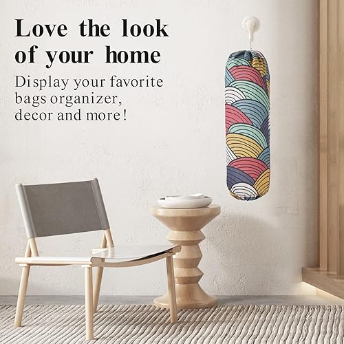 Miniatura 6 de Soporte para bolsas de plástico, dispensador organizador de bolsas de plástico para montaje en pared, soporte de almacenamiento de bolsa de