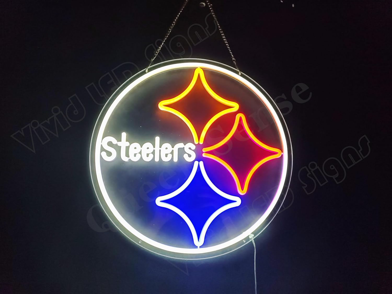 Queen Sense 16"x16" Pittsburghs Sports Steelers LED Neon Sign for Wall Decor USB Powered Dimmable LED Lights Signs Man Cave Bar Pub Beer Art Gift BH668