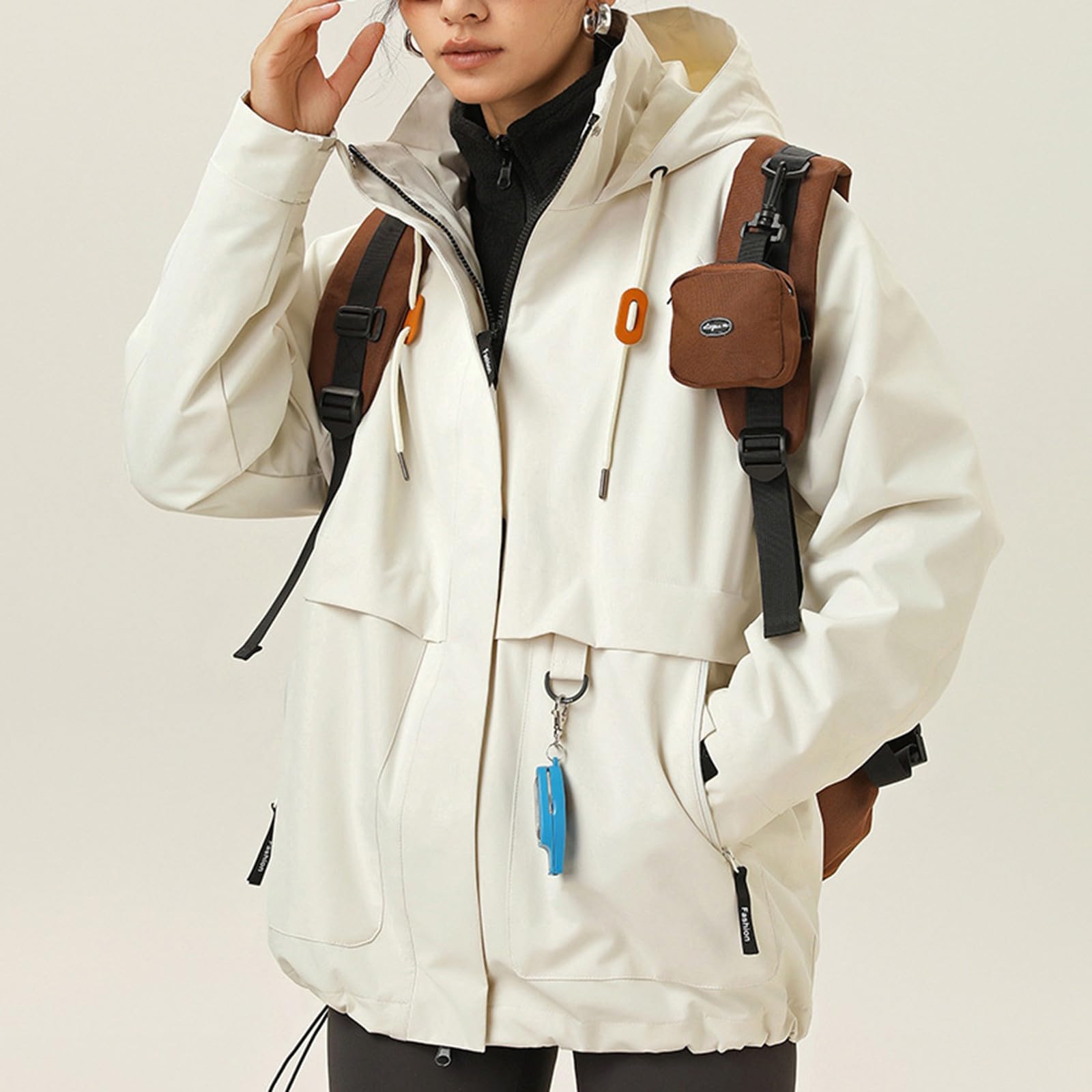 Générique Manteau Femme Decontracté Grande Taille Blouson Manche Longue Travel A Capuche Confortable Impermeable Fermeture