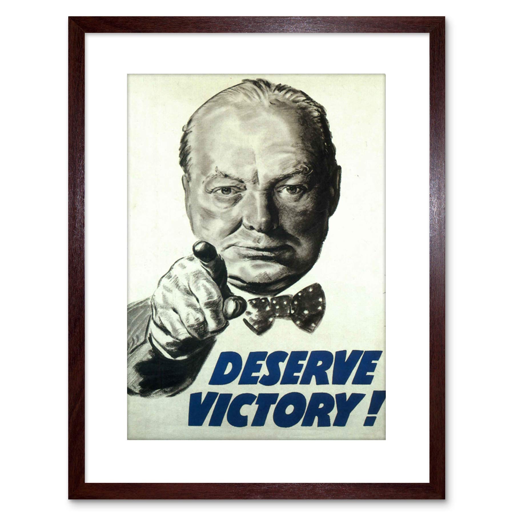 Wee Blue Coo VINTAGE AD WWII DESERVE VICTORY CHURCHILL UK FRAMED PRINT F97X6156