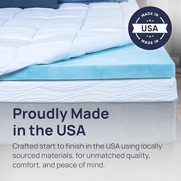 Sure2Sleep Gel Swirl Memory Foam Mattress Topper - 2 Inch, Pressure Relieving, Cooling Comfort - Made in the USA & CertiPUR-US Certified - Softens Firm Beds and Extends Mattress Life - Queen Size