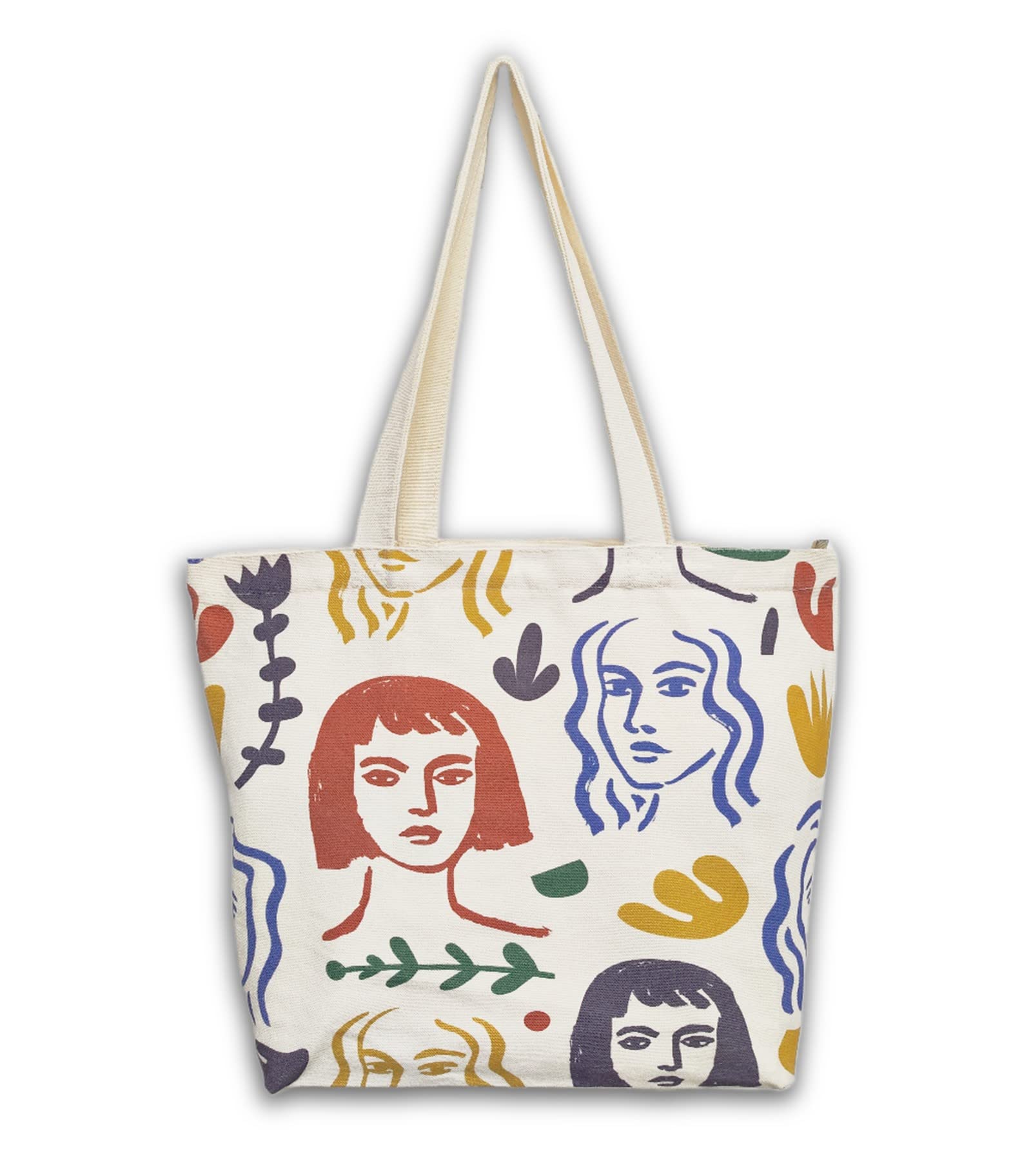 Canvas Tote Bag Pockets Zipper Durable Lightweight Cotton Shopping