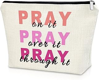Christian Bible Verse Gift for Women Makeup Bag Inspirational Quotes Gift Motivational Gift for Girl Sister Friend Cosmetic Bag Baptism Gift Religious Gift Birthday Christmas Gift Cosmetic Travel Bag