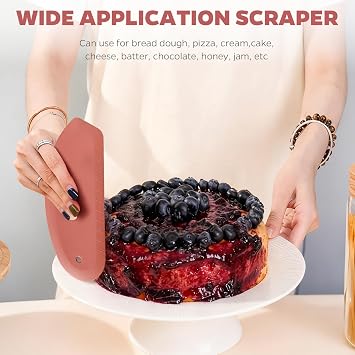 Bowl Scraper Dough Scraper Tool, 2PCS Silicone Bench Scraper for Kitchen | Bench Scraper for Baking, Kitchen Pastry Scraper for Bread, Cake, cheese, Cream, Honey, Food Scraper with Curved Edge, Red
