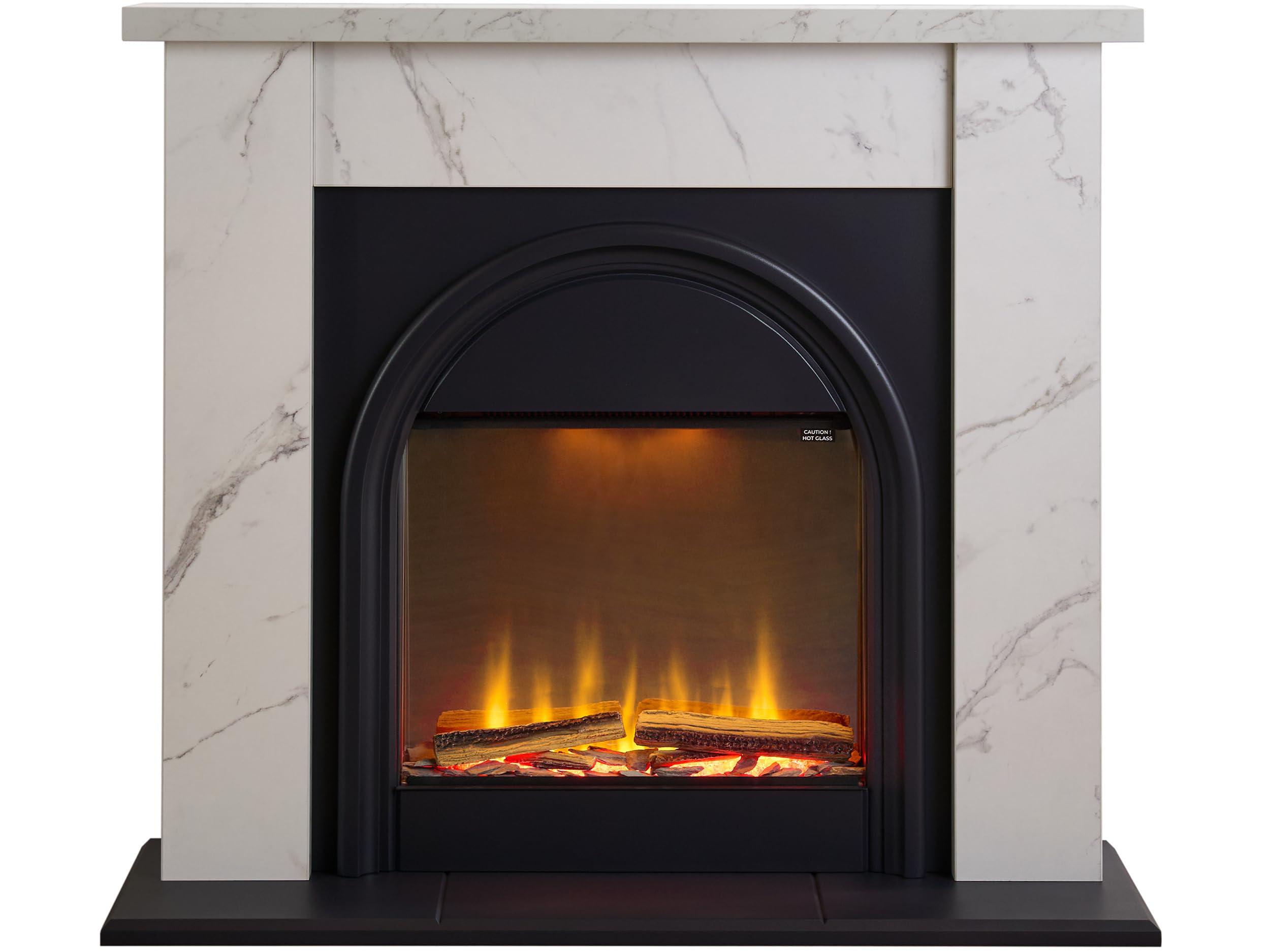 Adam White Burlington Electric Fireplace Suite In Carrara Marble Effect, 43 Inch