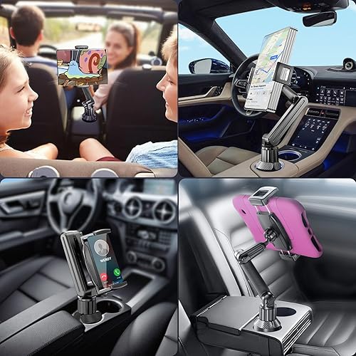 Miniatura 7 de Xishwon Soporte para tablet de coche de 2 etapas, soporte universal de brazo largo ajustable con rotación de 360° para iPad Pro