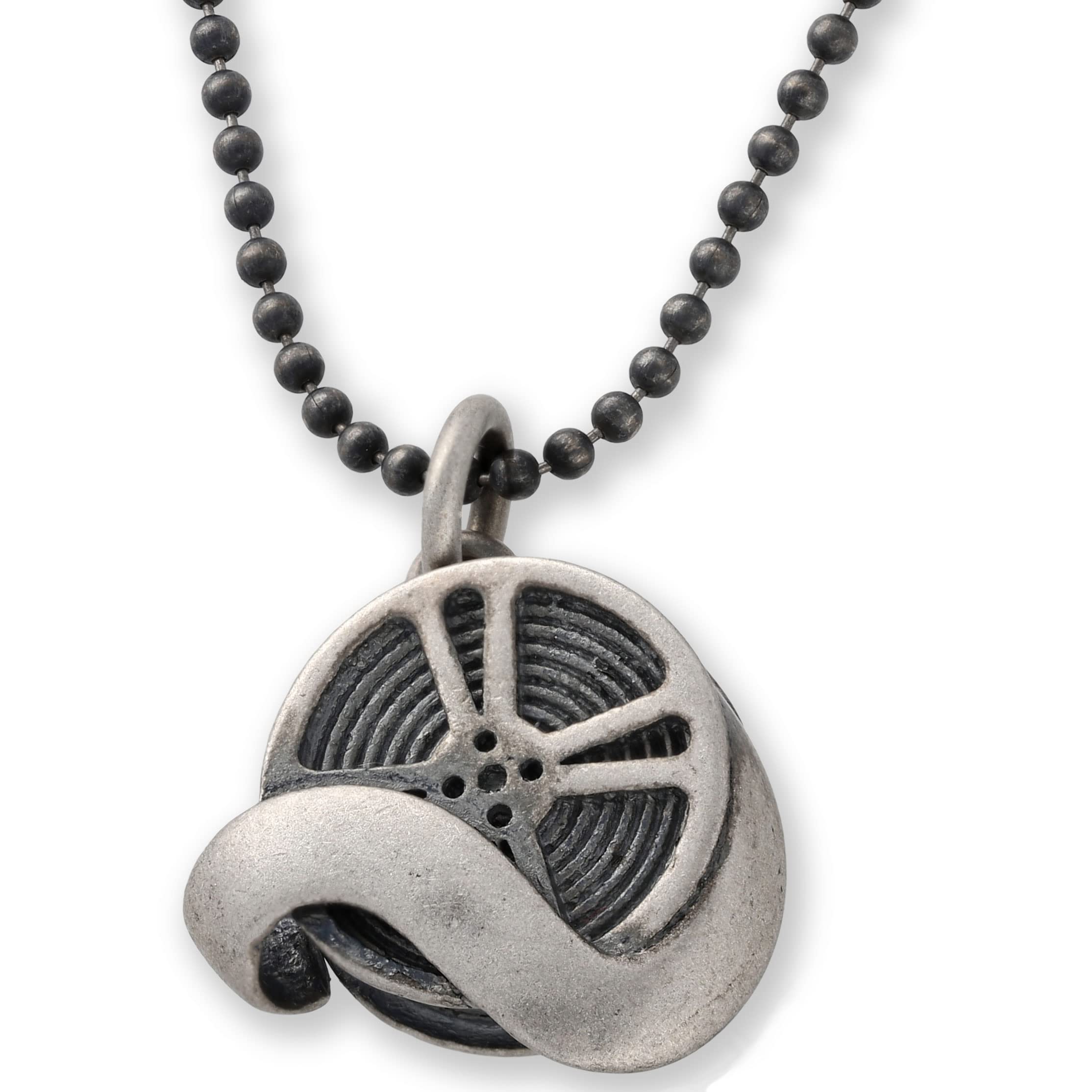 Ciondolo Bobina di Pellicola Ossidata da Uomo in Argento Sterling - Cattura la Magia del Cinema - Perfetto per Amanti del Cinema, Registi e Sognatori di Hollywood - Handmade by Emmanuela