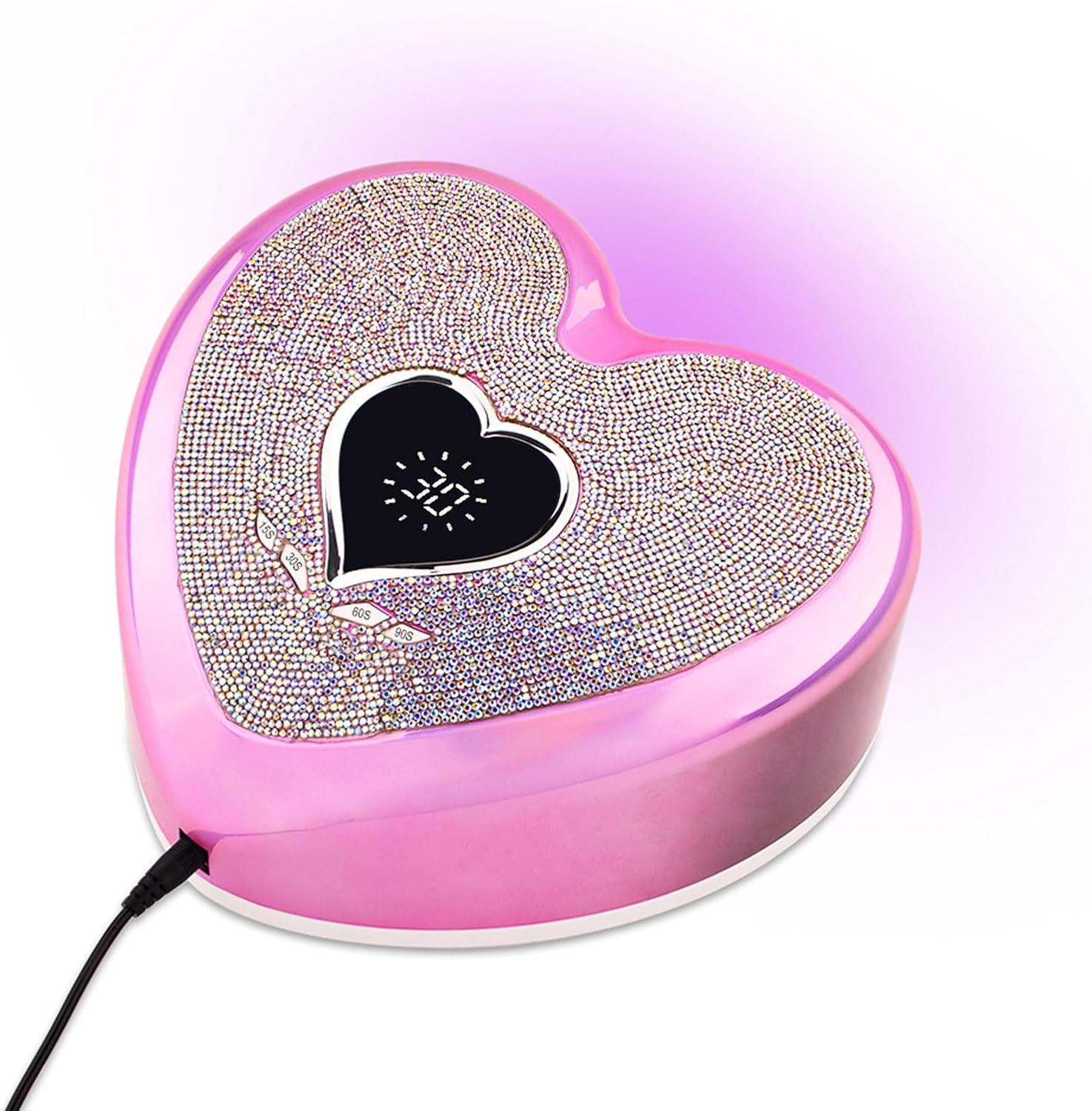 96W UV LED Nail Lamp,Rechargeable Nail Dryer, Portable UV Led Nail Light with Full Diamond on Surface,Professional Curing Gel Polish Acrylic Nails Tools for Home & Salon