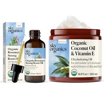 Sky Organics Coconut Oil and Vitamin E & Rosemary Oil with Strong Roots
