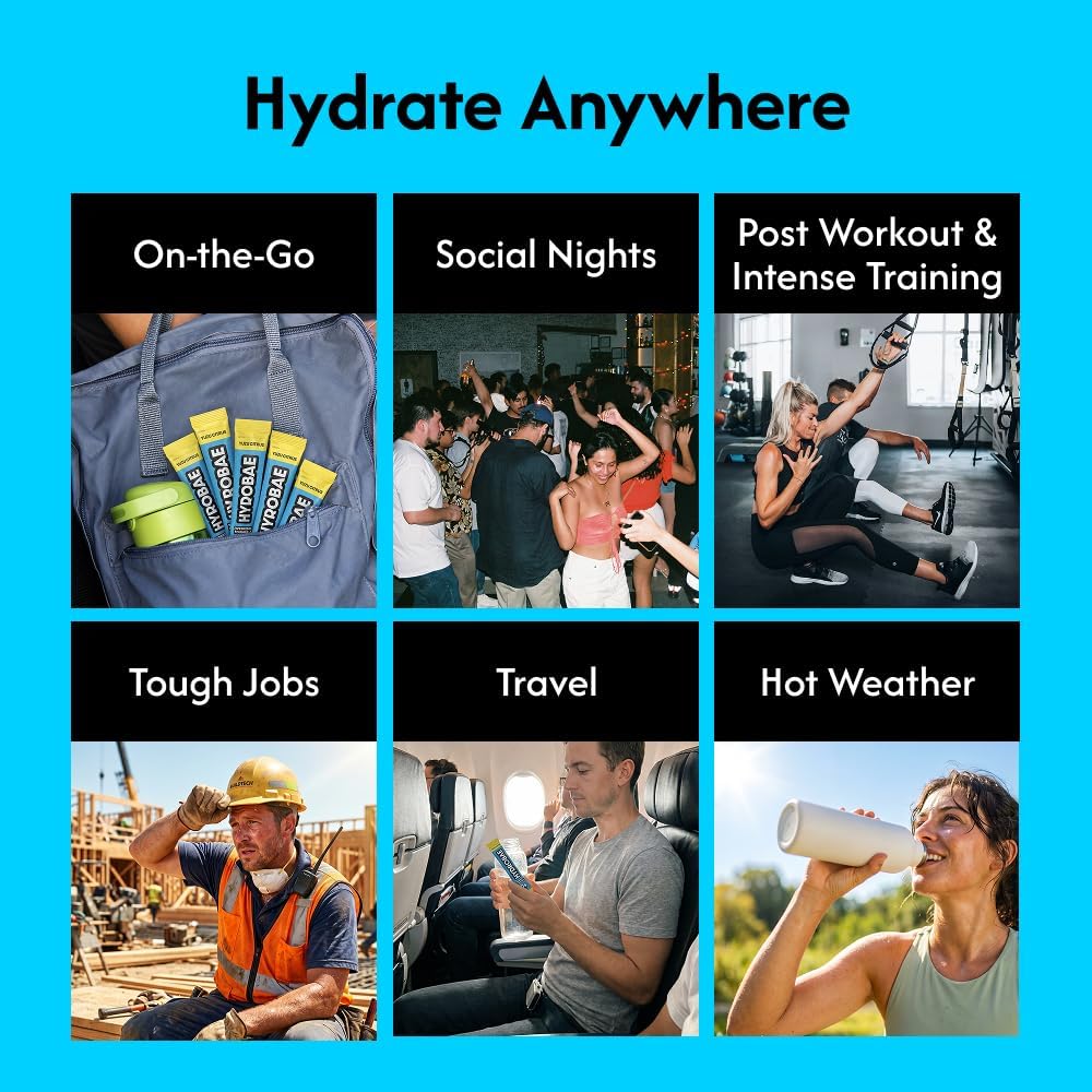 HYDROBAE Electrolyte Powder - Yuzu Citrus, Zero Sugar, for Nights Out, 14ct image 4