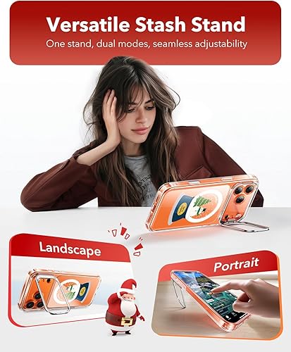 Vista 235 de ESR - Funda para iPhone 15 compatible con MagSafe, funda protectora de grado militar con soporte integrado, cubierta trasera resistente a