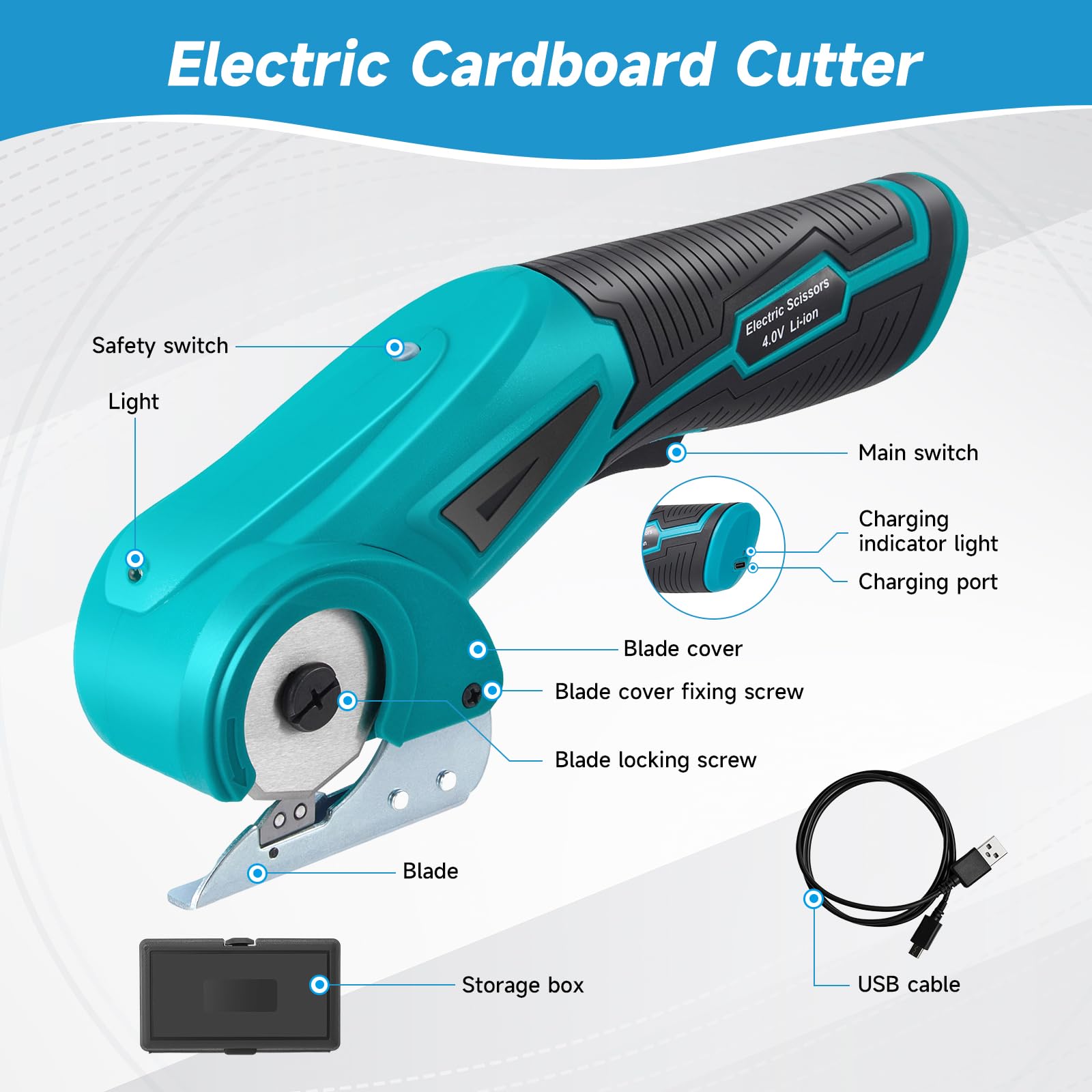 Cardboard Cutter Electric Cordless Scissors Gym Pin with 8 mm Diameter for Weight Plates 30 mm and 50 mm with Magnetic Safety Lock for Home and Professional Gyms (Blau)