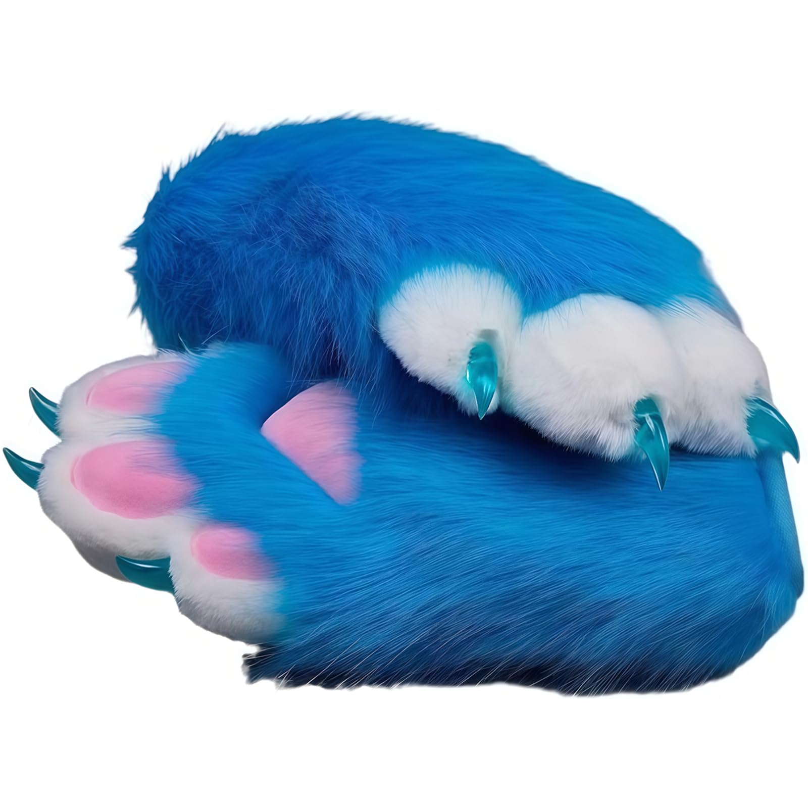 Fursuit paws gloves Multiple colors to choose from Furry claws Cosplay exhibition costumes Cat paw glove (Kong Blue, One Size)