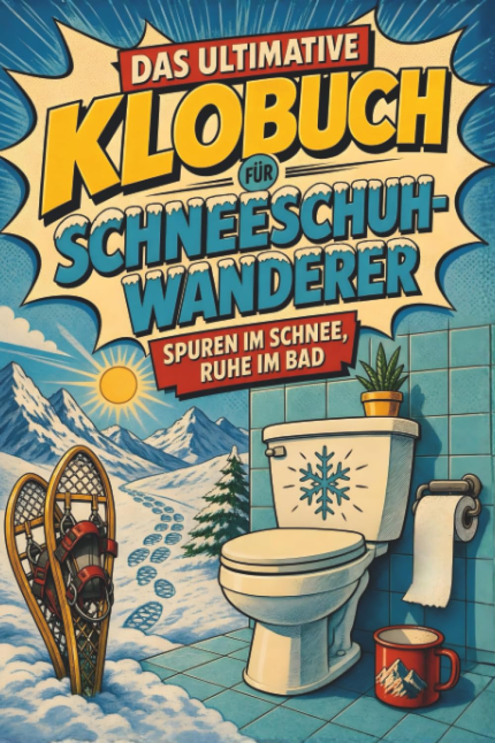 Das ultimative Klobuch für Schneeschuh-Wanderer: Spuren im Schnee, Ruhe im Bad. Lustiges Geschenk für Fans von Schneeschuhwandern, Winterwandern und Alpen