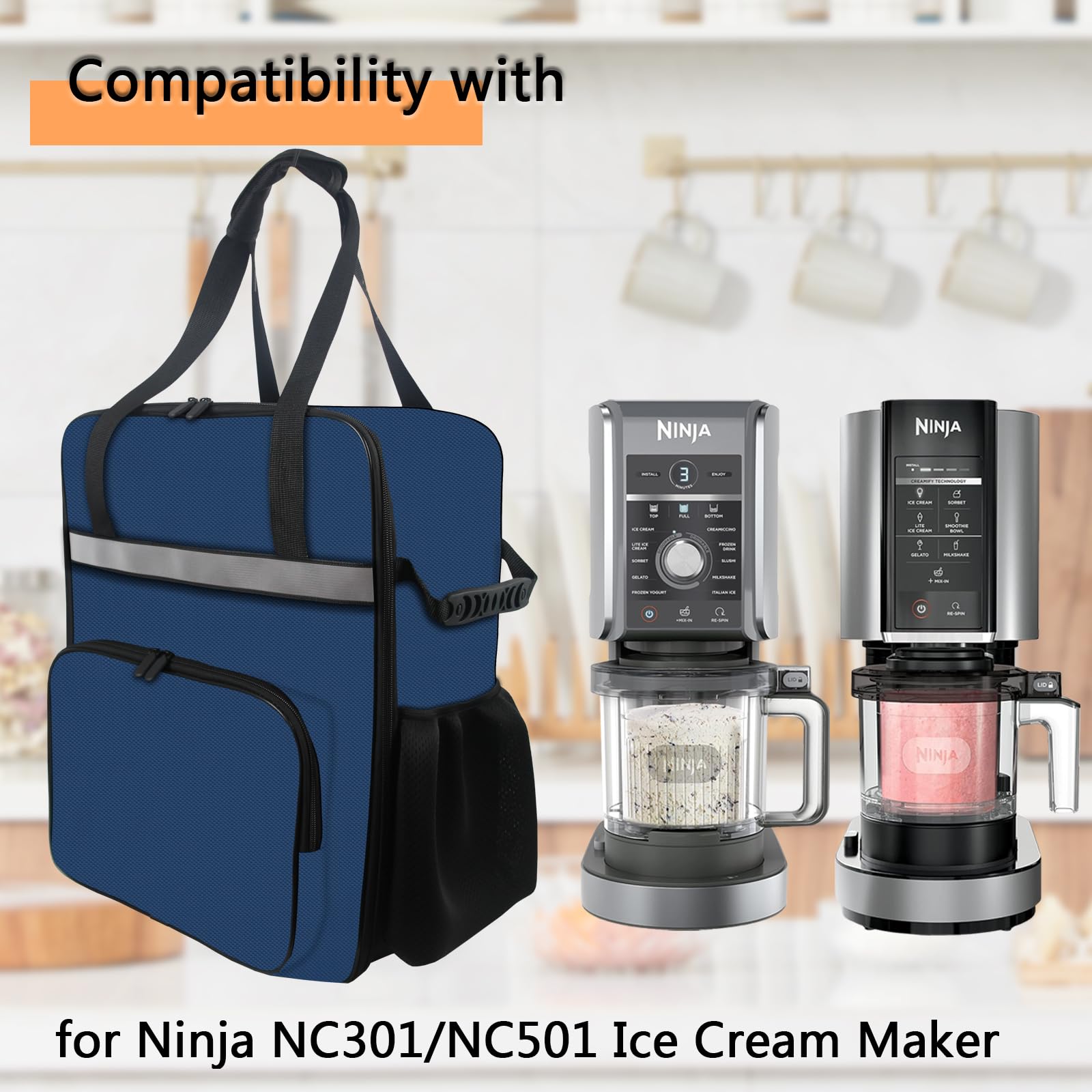 CouldyCasi Carrying Bag for Ninja CREAMi Ice Cream Maker, Portable Outdoor Frozen Treat Maker Travel Bag Case Front-Opening Design Ice Cream Machine Bag for Ninja CREAMi Ice Cream Maker NC301/NC501