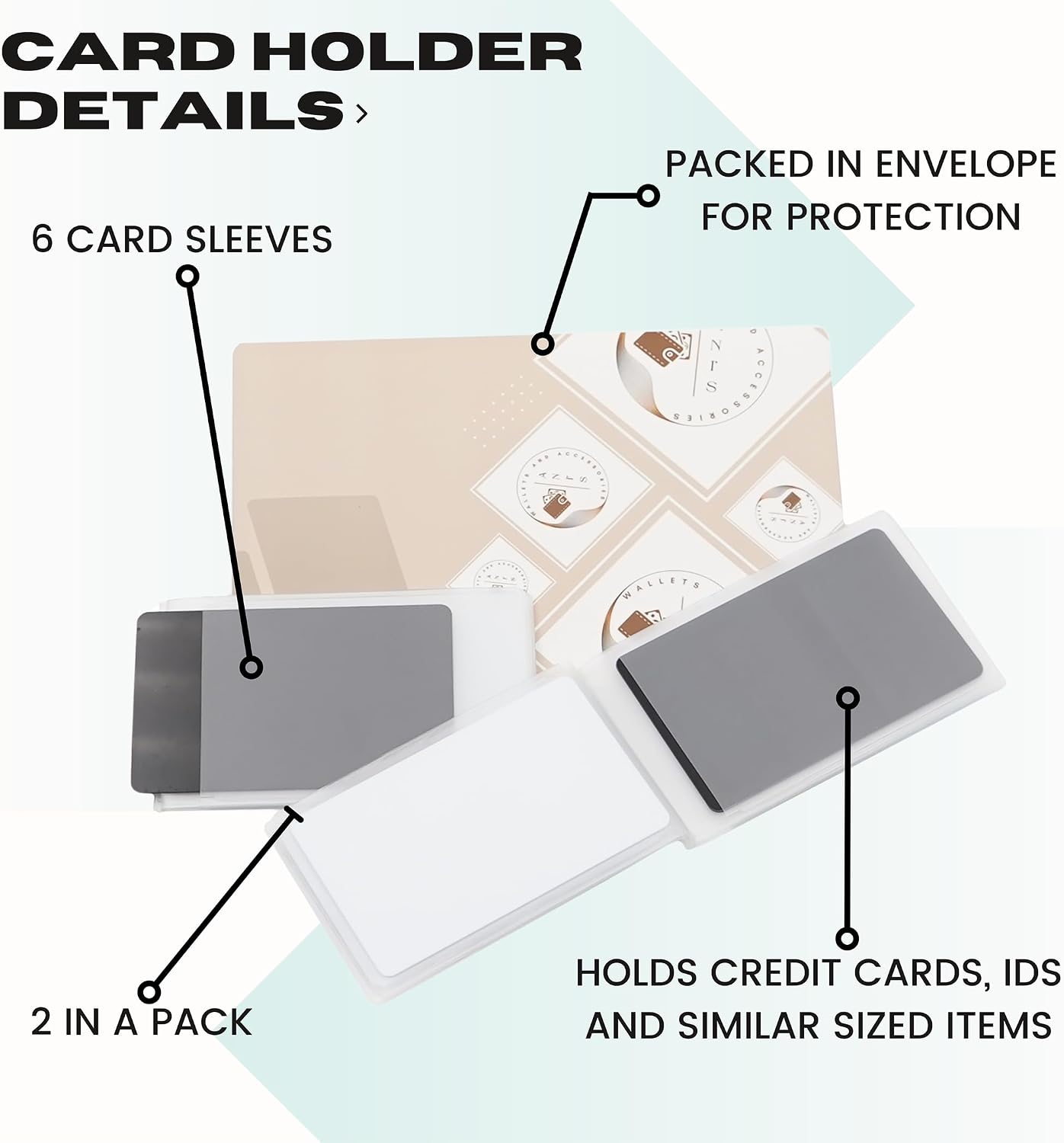 Pack of 2 Clear Plastic Bifold Wallet Inserts, Vinyl Sleeves Made for Credit Cards, Driver License, Pictures, Student IDs and Trimmed Photos image 2