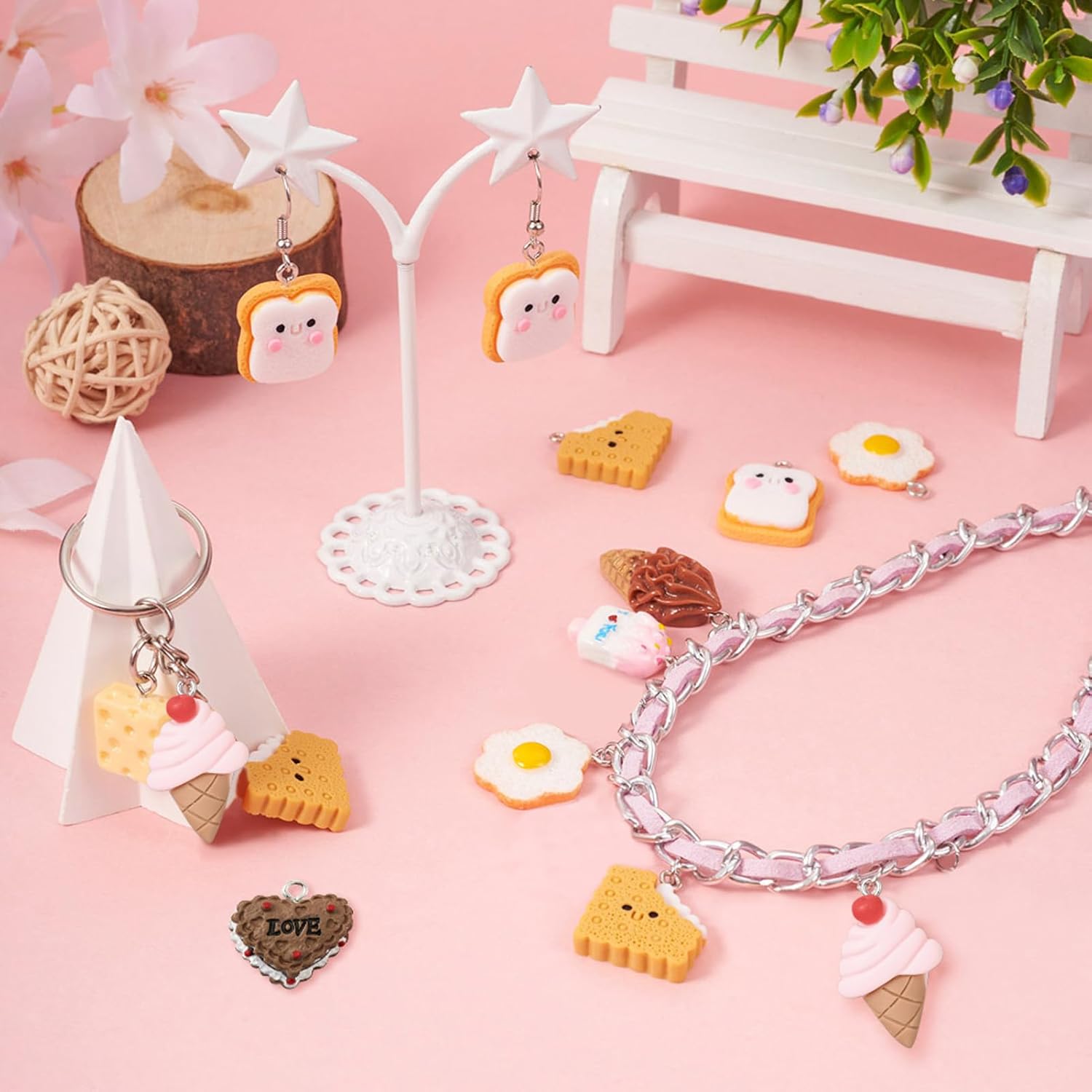Pandahall 24Pcs Assorted Dessert Resin Pendants 12 Styles Imitation Food Cute Cartoon Ice Cream Cookie Flatback Dangle Charms Hanging Ornament for Keychains Necklaces Jewelry Making - Image 3