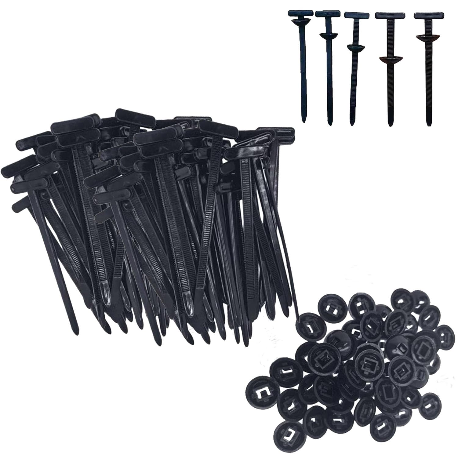 Nylon Universal Cable Tie Buckle, Locking Zip Ties Holder with Pin & Button Design, Suitable for Car Daily Auto Fixing (100PCS)