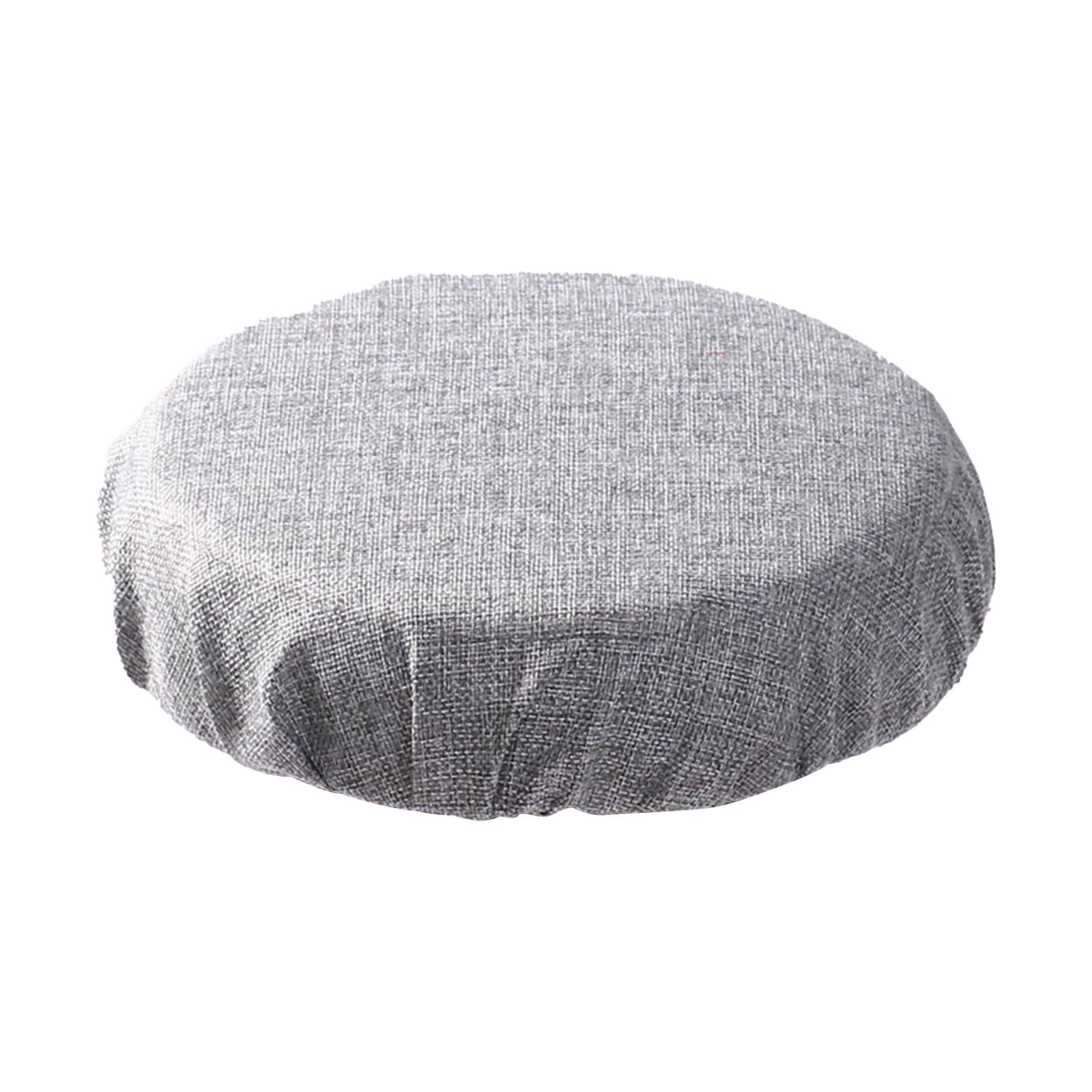 Folpus Telescopic Stool Cushion Outdoor,Round Bar Stool Covers, Collapsible Stool Cushion Seat Cushion for Hiking Porch, Removable Washable, Gray Imitation linen