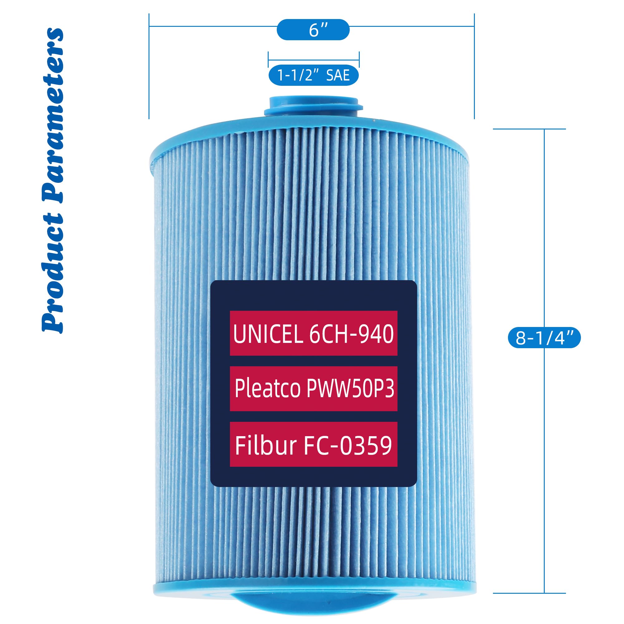 Mamokin PWW50P3-M Spa Filter, Replaces Unicel 6CH-940RA?Filbur FC-0359M, 817-0050, 25252, 03FIL1400, PWW50P3-M(1 1/2